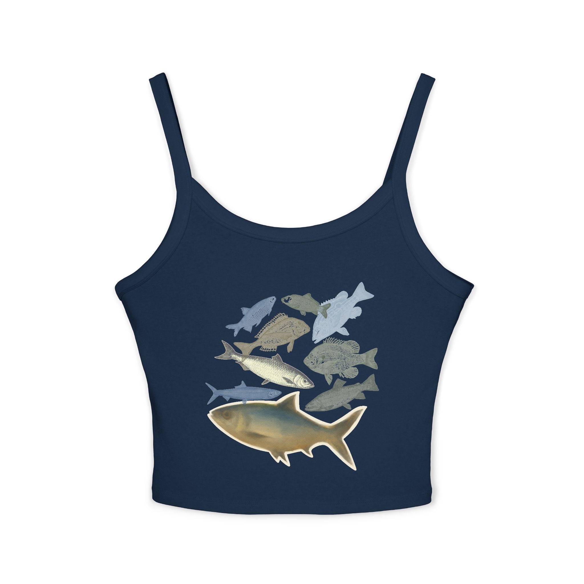 Fun Fish Print Spaghetti Strap Tank Top