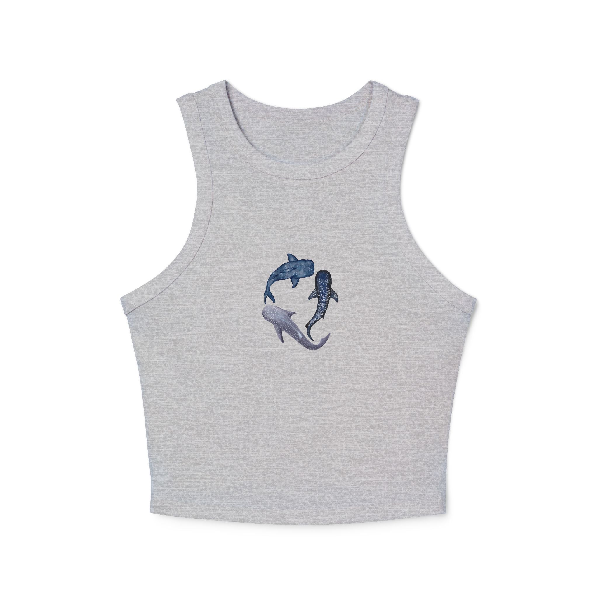 Whale Shark Trio Print Racer Tank Top