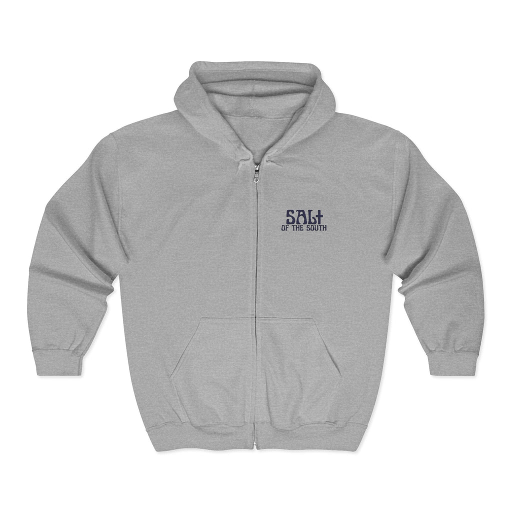 Salt of the Earth logo, Embroidered Unisex Zip Hoodie