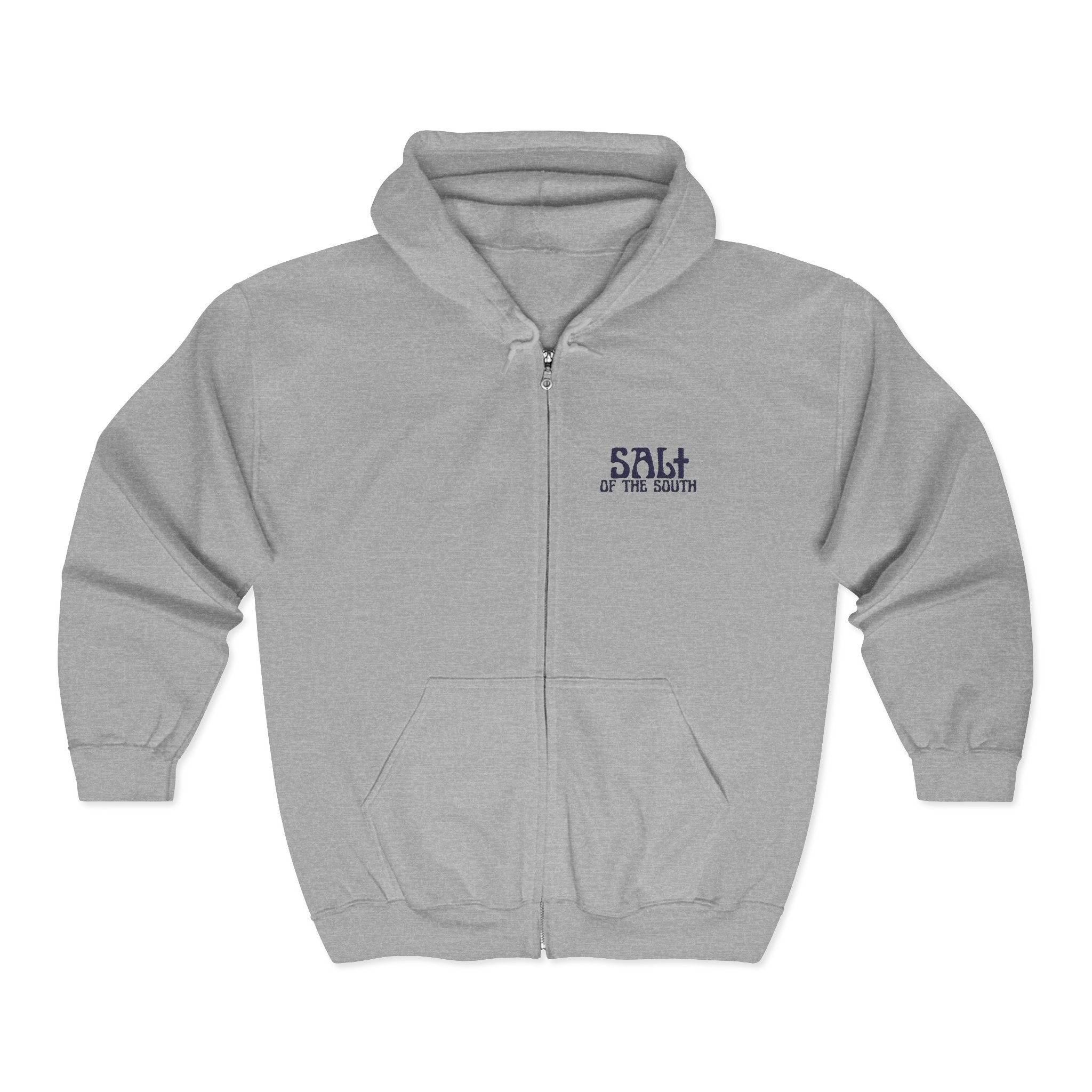 Salt of the Earth logo, Embroidered Unisex Zip Hoodie