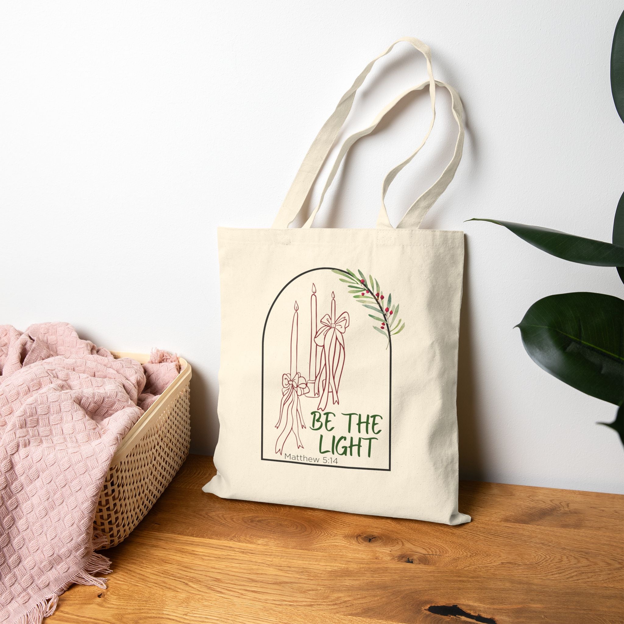 Be the Light Christmas Canvas Tote Bag