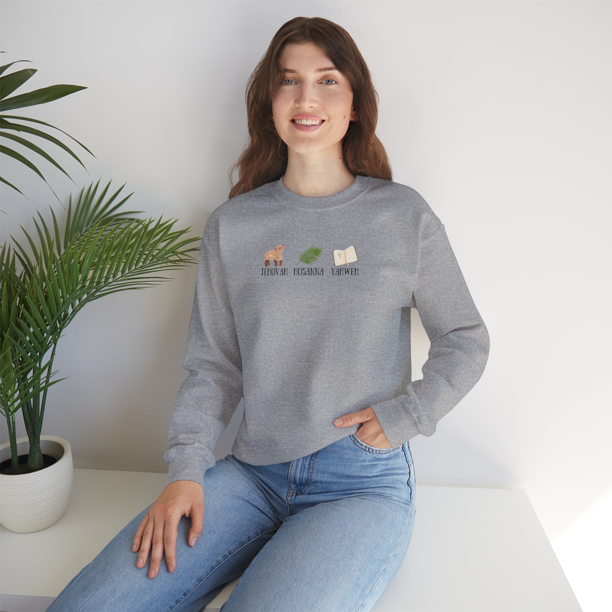 Jesus Name Trio Print Unisex Crewneck Sweatshirt