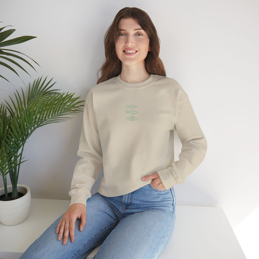 Embroidered Fish Unisex Crewneck Sweatshirt