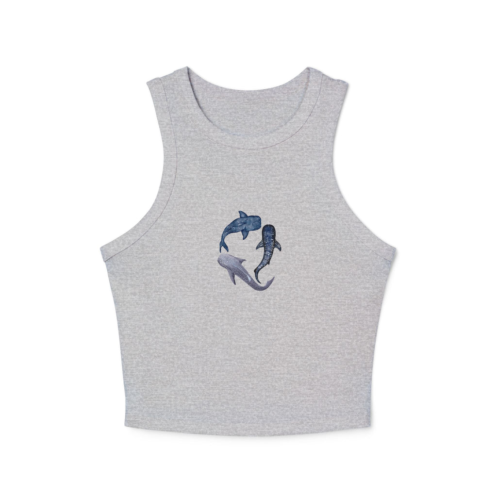 Whale Shark Trio Print Racer Tank Top