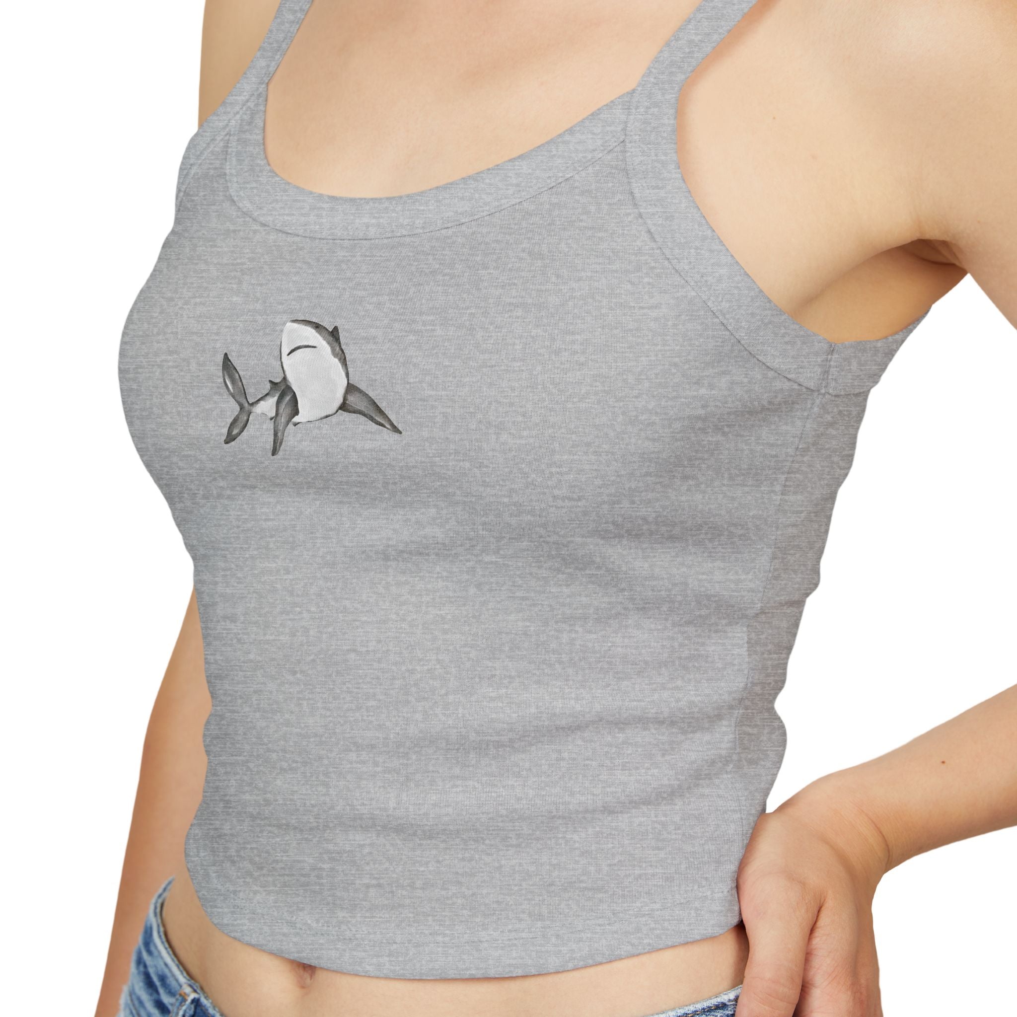 Shark Print Spaghetti Strap Tank Top