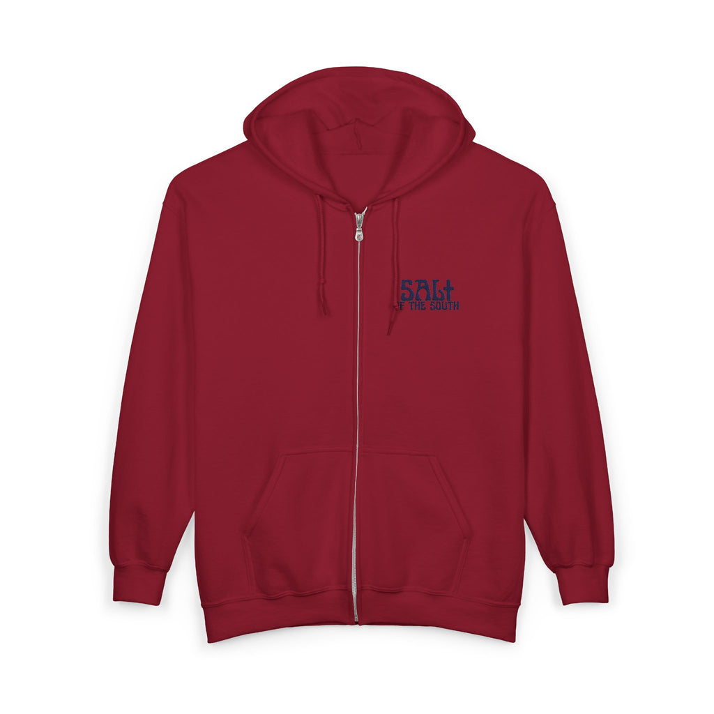 Salt of the Earth logo, Embroidered Unisex Zip Hoodie