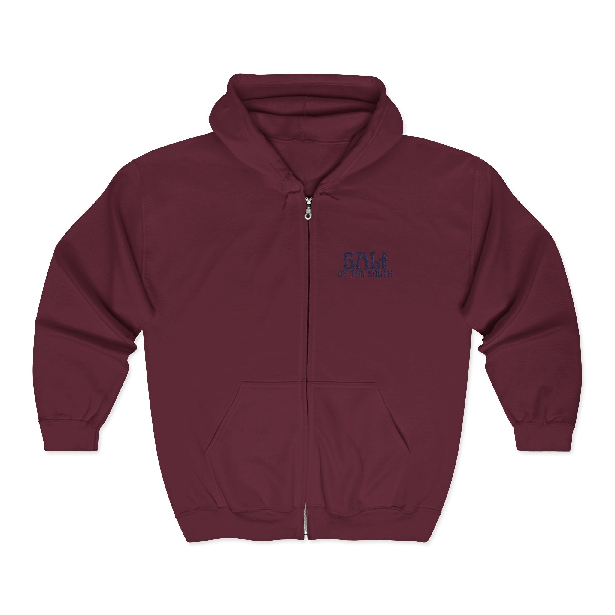 Salt of the Earth logo, Embroidered Unisex Zip Hoodie