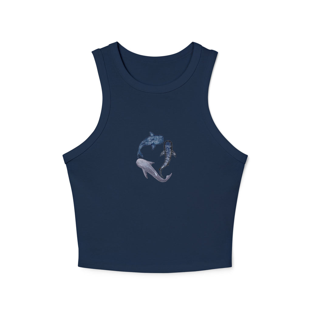 Whale Shark Trio Print Racer Tank Top