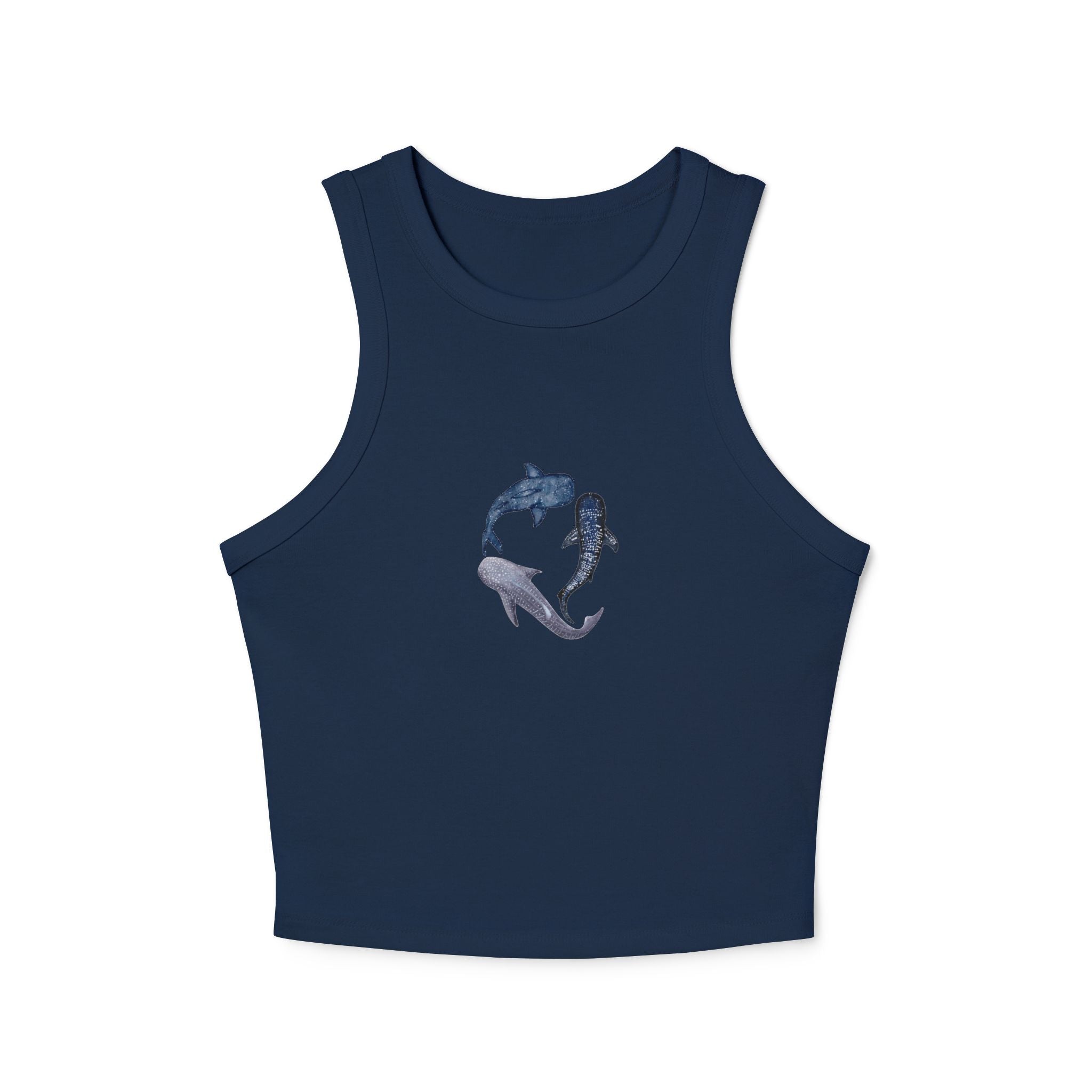 Whale Shark Trio Print Racer Tank Top