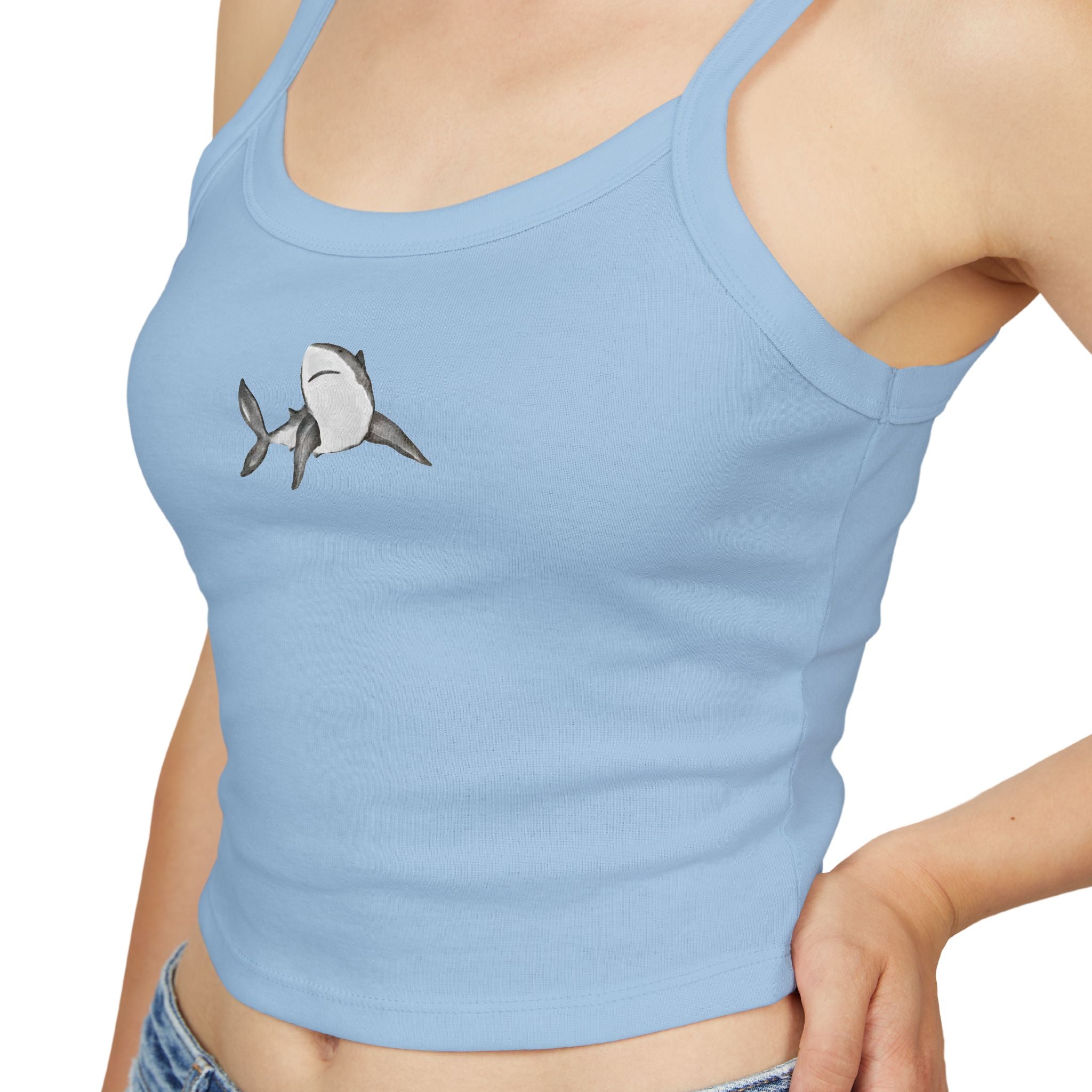 Shark Print Spaghetti Strap Tank Top