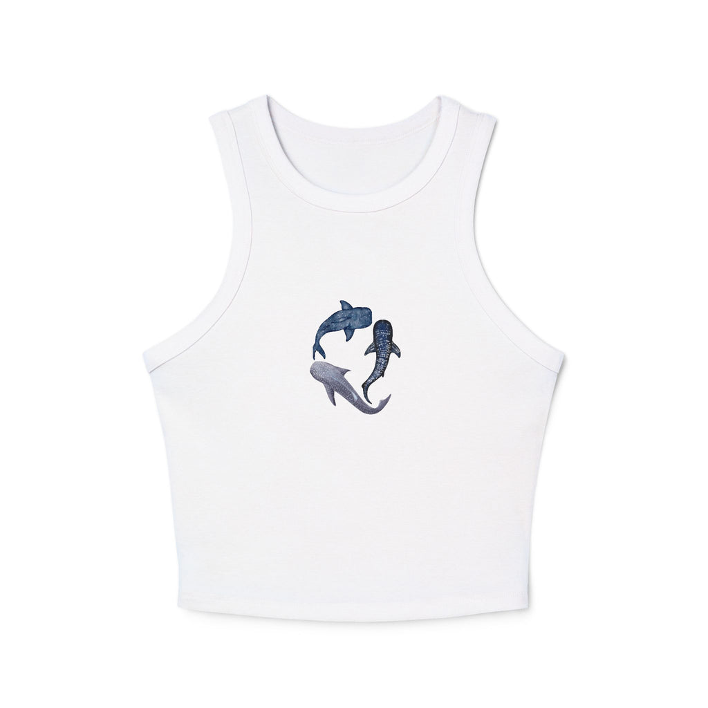 Whale Shark Trio Print Racer Tank Top