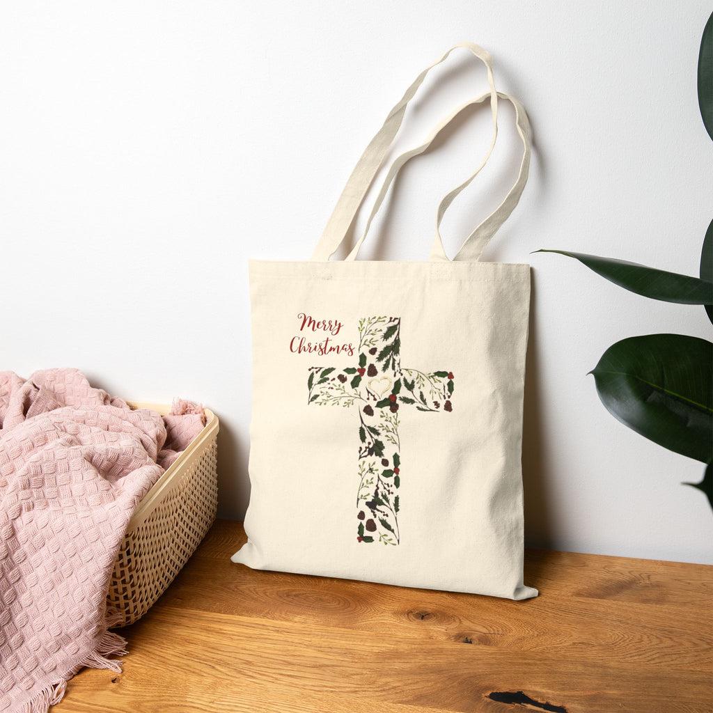 Merry Christmas Cross Tote Bag