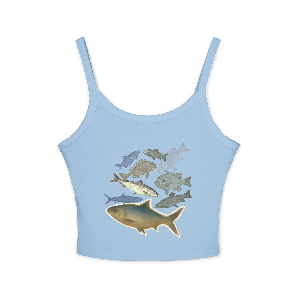 Fun Fish Print Spaghetti Strap Tank Top