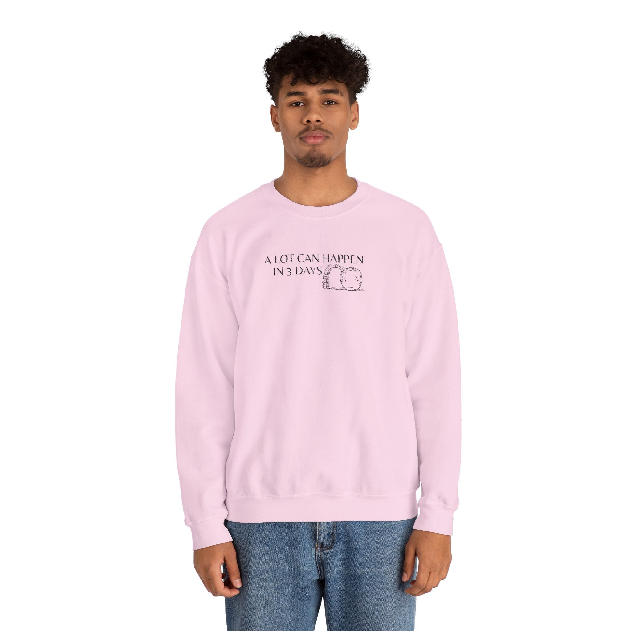"A lot can happen in 3 days" Embroidered Unisex Crewneck Sweatshirt