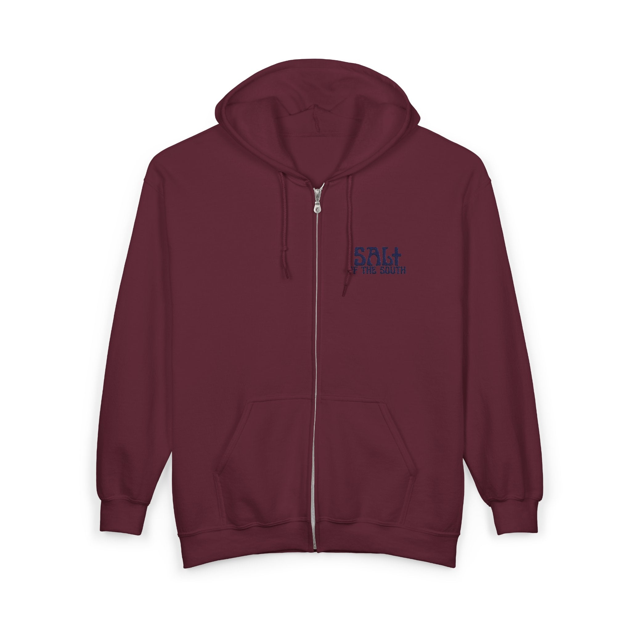 Salt of the Earth logo, Embroidered Unisex Zip Hoodie