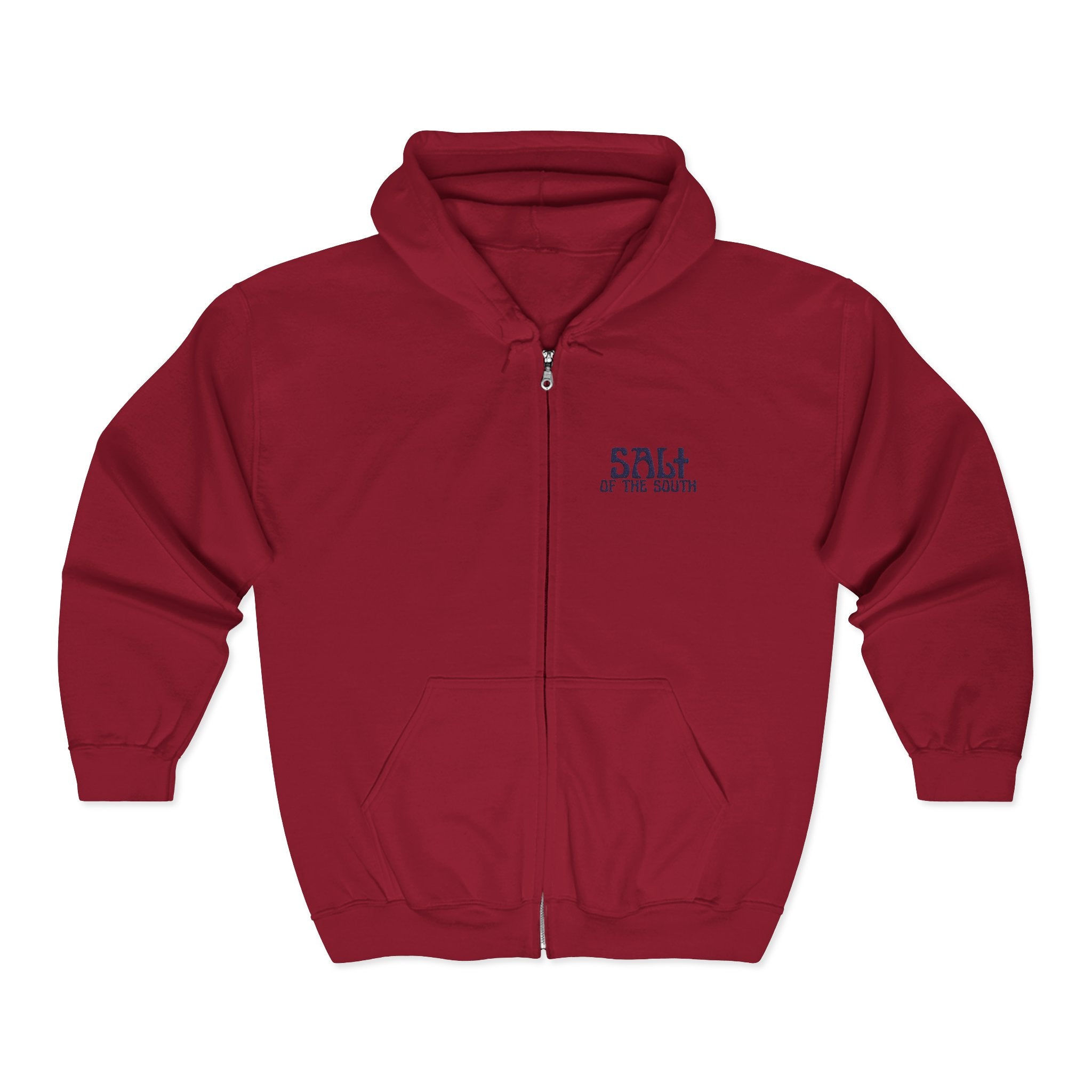 Salt of the Earth logo, Embroidered Unisex Zip Hoodie