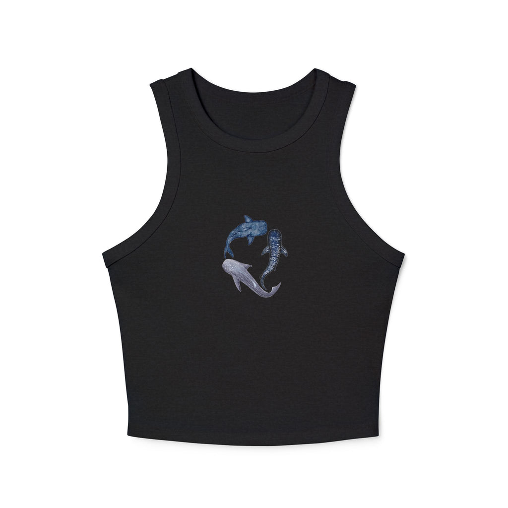 Whale Shark Trio Print Racer Tank Top